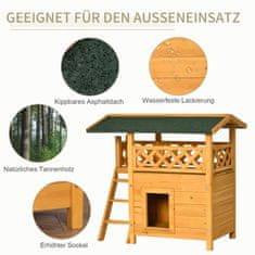 PAWHUT Fir Wood Domek Pro Malá Zvířata Patio Schody Tepelně Izolované Odolné Vůči Povětrnostním Vlivům Příroda Indoor & Outdoor 