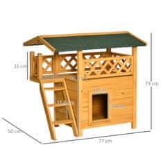 PAWHUT Fir Wood Domek Pro Malá Zvířata Patio Schody Tepelně Izolované Odolné Vůči Povětrnostním Vlivům Příroda Indoor & Outdoor 