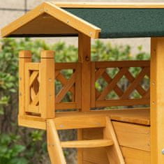 PAWHUT Fir Wood Domek Pro Malá Zvířata Patio Schody Tepelně Izolované Odolné Vůči Povětrnostním Vlivům Příroda Indoor & Outdoor 