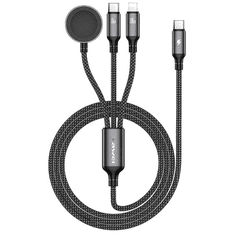 Awei Nabíjecí kabel 3v1 W23, 2×USB-C, 5A, 2m, černá