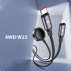 Awei Nabíjecí kabel 3v1 W23, 2×USB-C, 5A, 2m, černá