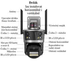 KAMERAK.cz PTZ kamera P2P OEM XM-633 se 3mi objektivy 2+2+4MPx tedy 8MPx