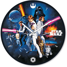 CurePink Nástěnné hodiny Star Wars|Hvězdné války: New Hope (průměr 25 cm)