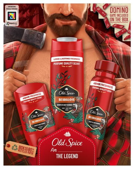 Old Spice Bearglove Lumberjack Sada s deodorantem ve spreji 150 ml, tuhým deodorantem 50 ml a sprchovým gelem 250 ml