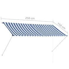 Vidaxl Zatahovací markýza modro-bílá 250 x 150 cm