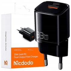 Mcdodo MCDODO NANO GAN 2X USB/USB-C PD QC NABÍJEČKA TELEFONŮ/TABLETŮ - 33W ČERNÁ