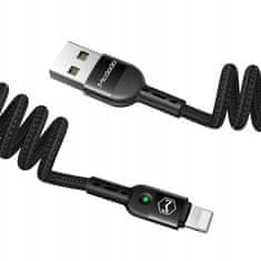 Mcdodo MCDODO USB LIGHTNING SPIRÁLOVÝ PRUŽINOVÝ RYCHLÝ KABEL PRO IPHONE 14 LED 2M