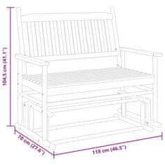 Vidaxl Lavice glider bílá 118 x 70 x 104,5 cm masivní topolové dřevo