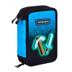 Astra Třípatrový penál s náplní AstraBAG BLUE PIXEL, AC31, 503024055