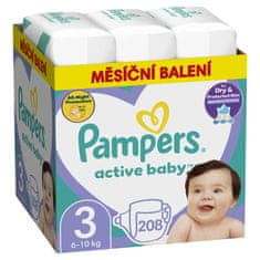 Pampers Pleny Active Baby 3 Midi (6-10 kg) Měsíční balení - 208 ks