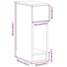 Vidaxl Noční stolky se zásuvkou 2 ks sonoma dub 20x36x60 cm