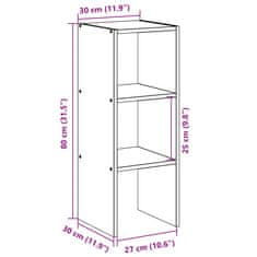 Vidaxl Stohovatelné knihovna starého dřeva 30x30x80 cm kompozit
