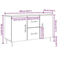 Vidaxl Příborník old wood 100 x 36 x 60 cm kompozitní dřevo