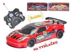 R/C auto sportovní 23 cm plná funkce na baterie se světlem 27 MHz (červená, modrá, žlutá)