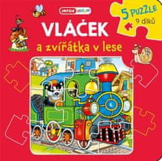 Vláček a zvířátka v lese – Knížkové puzzle