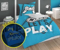 Detexpol Povlečení Play Game blue svítící Bavlna, 140/200, 70/80 cm