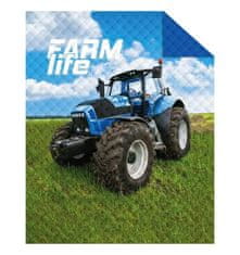 Detexpol Přehoz na postel Traktor blue farm Polyester, 170/210 cm