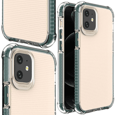 HURTEL PRUŽNÉ GELOVÉ PANCÉŘOVÉ POUZDRO SPRING ARMOUR S BAREVNÝM RÁMEČKEM PRO IPHONE 12 MINI, TMAVĚ ZELENÉ