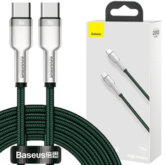 BASEUS BASEUS CAFULE KOVOVÝ DATOVÝ KABEL USB TYP C - USB TYP C 100 W (20 V / 5 A) NAPÁJENÍ 2 M ZELENÝ (CATJK-D06)