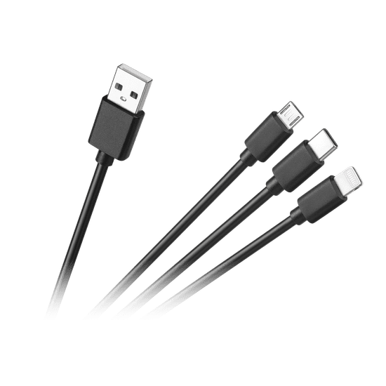 shumee Propojovací kabel 3v1, USB A - micro/C/lightning 1,2m