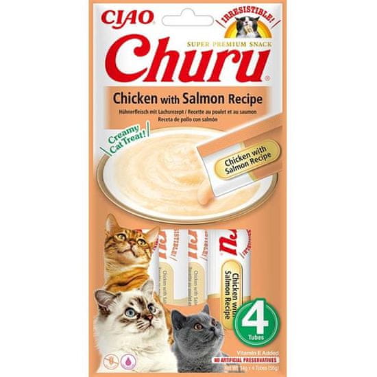 Inaba Churu cat snack kuře s příchutí lososa 4x 14g