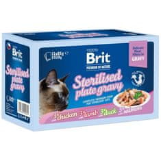 BritPremium Cat Delicate Fillets in Gravy Family Plate Sterilised 1020g(12x85g)-NEW