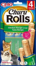 Inaba Churu Rolls cat snack kuře a tuňák 4x10 g