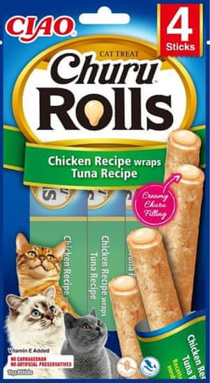 Inaba Churu Rolls cat snack kuře a tuňák 4x10 g