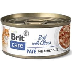 Brit Konzerva Care Cat hovězí s olivami, paté 70g