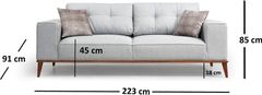 Hanah Home 3-místná pohovka Montana 223 cm šedá