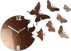 ModernClock 3D nalepovací hodiny Butterflies meděné