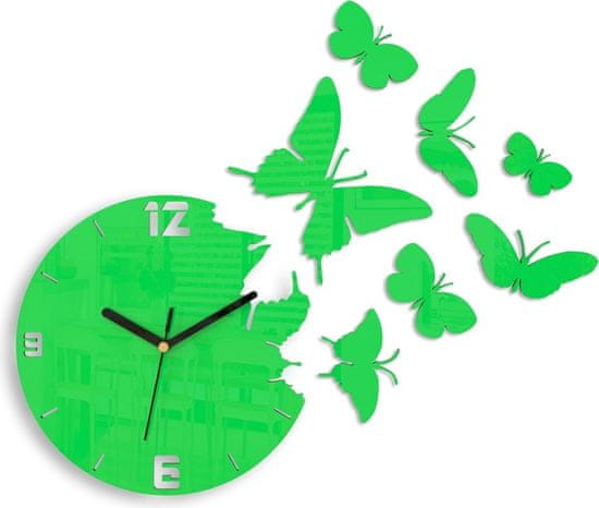 ModernClock 3D nalepovací hodiny Butterflies zelené