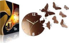 ModernClock 3D nalepovací hodiny Butterflies meděné