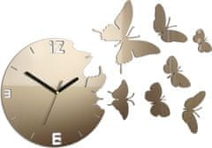 ModernClock 3D nalepovací hodiny Butterfly metallic tortora