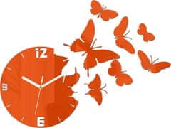 ModernClock 3D nalepovací hodiny Butterfly oranžové