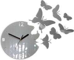 ModernClock 3D nalepovací hodiny Butterfly šedé