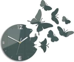 ModernClock 3D nalepovací hodiny Butterfly tmavě šedé