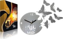 ModernClock 3D nalepovací hodiny Butterfly šedé