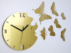 ModernClock 3D nalepovací hodiny Butterfly zlaté