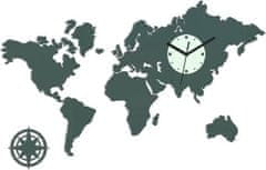 ModernClock 3D nalepovací hodiny Continents šedé