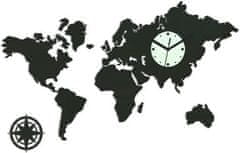 ModernClock 3D nalepovací hodiny Continents wenge