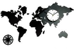 ModernClock 3D nalepovací hodiny Continents černo-bílé