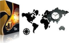 ModernClock 3D nalepovací hodiny Continents černo-bílé