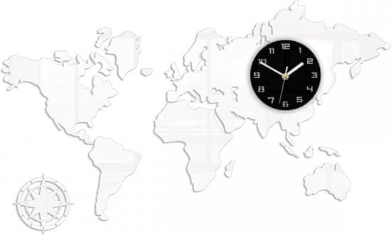 ModernClock 3D nalepovací hodiny Mapa světa bílé