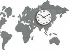 ModernClock 3D nalepovací hodiny Mapa světa šedé