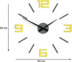 ModernClock 3D nalepovací hodiny Reden šedo-žluté