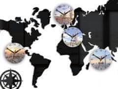 ModernClock 3D nalepovací hodiny World map černá