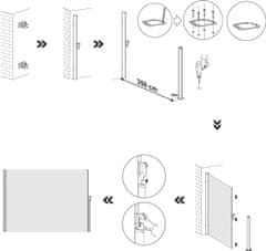 Songmics Boční markýza 160x350 cm kouřově šedá