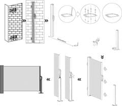 Songmics Boční markýza 180x300 cm kouřově šedá