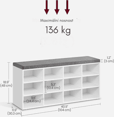 Songmics Botník Vasagle Endersen 104 cm bílý